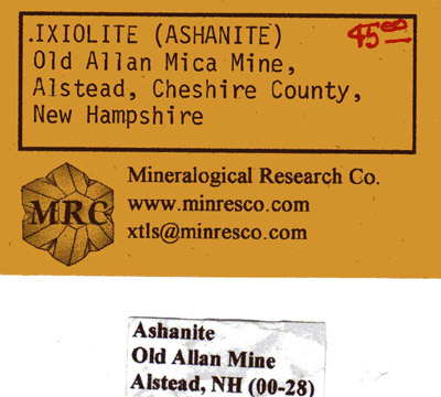 Ixiolite label